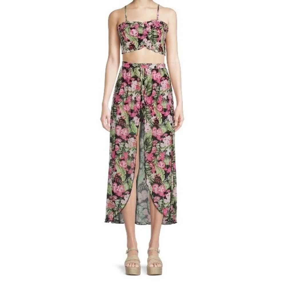 No Boundaries Juniors Ruched Top and Walk Through Maxi Skirt Set 2 Piece New